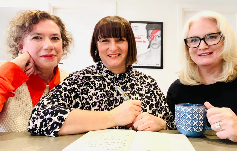 Image of the Thinkwell team sitting at a table, with Ariane on the left, Jessamy in the middle and Clare on the right